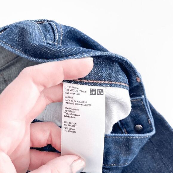 Uniqlo Mens Denim Jeans Selvedge Straight Leg Mid Rise Blue Wash Waist 33 HEMMED - Picture 5 of 11